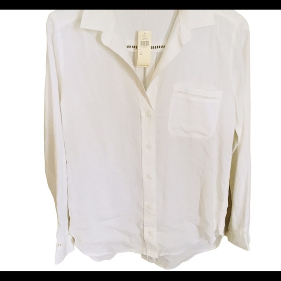 NWT ANTHROPOLOGIE CLOTH & STONE Landry Eyelet Button Down Shirt White Size XS - Picture 7 of 13